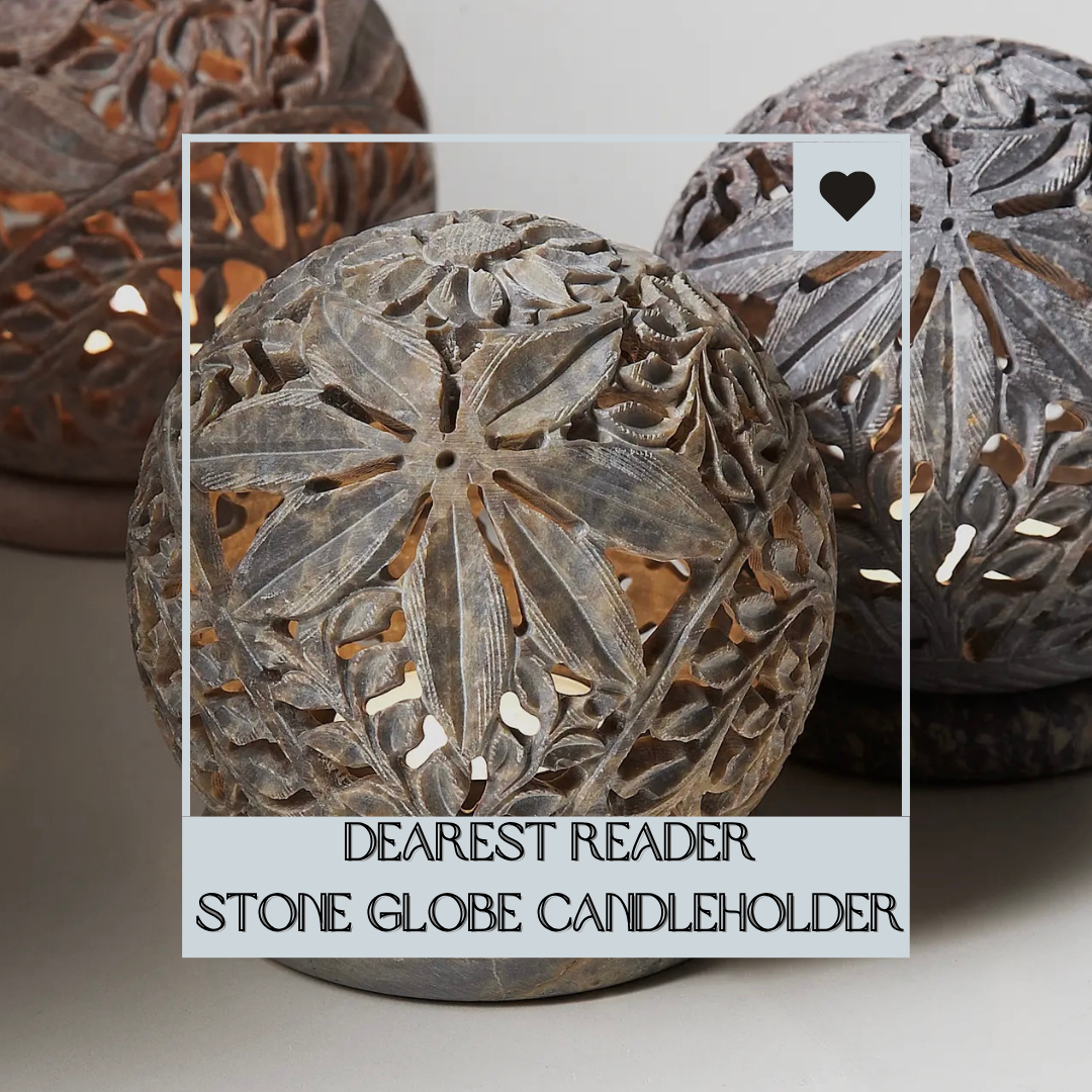 Dearest Reader Stone Globe Candleholder