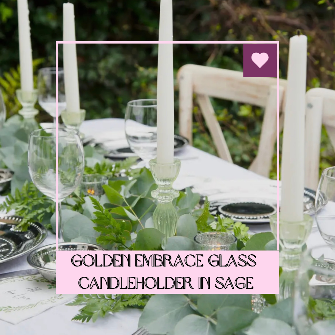 Golden Embrace Glass Candle Holder in Sage